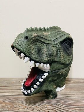 Dinosaur Mask Rubber Pullover T-Rex Head Costume Halloween Teeth Adult Green